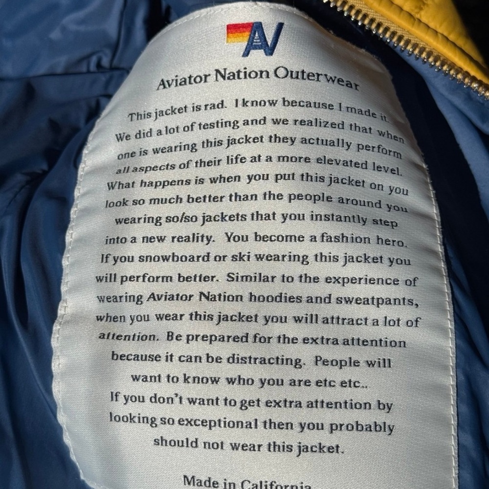 Aviator Nation Yellow Bomber Jacket with Rainbow Design - Picture 5 of 6